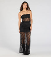 Steal The Show Strapless Lace Maxi Dress